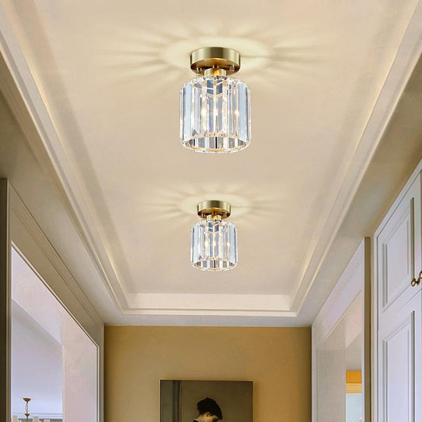 Thehouselights-Simple Crystal Ceiling Light Flush Mount-Ceiling Light--