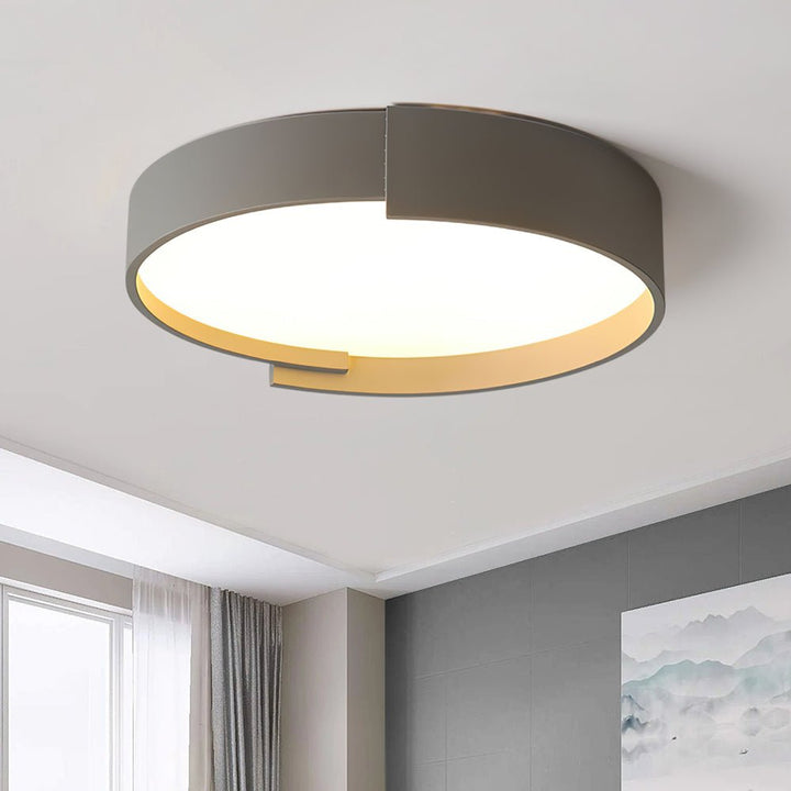 Thehouselights-Simplicity LED Circular Panel Light Thin Flush Mount-Ceiling Light-Warm White-Gray