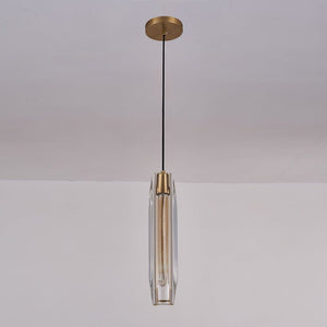 Thehouselights-Slender Cylinder Pendant Lighting with Crystal Shade-Pendant--