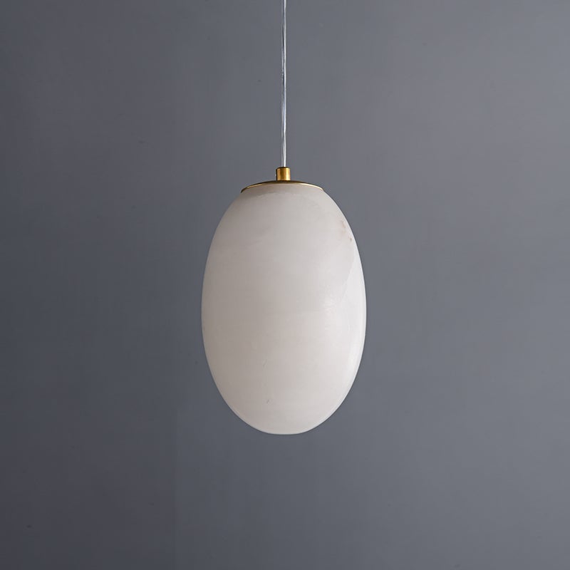 Thehouselights-Transmission Pendant Light in Oval Marble Stone Diffuser-Pendant--