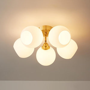 Thehouselights-Twined Arm 5-Light Glass Flush Mount Ceiling Light-Ceiling Light--