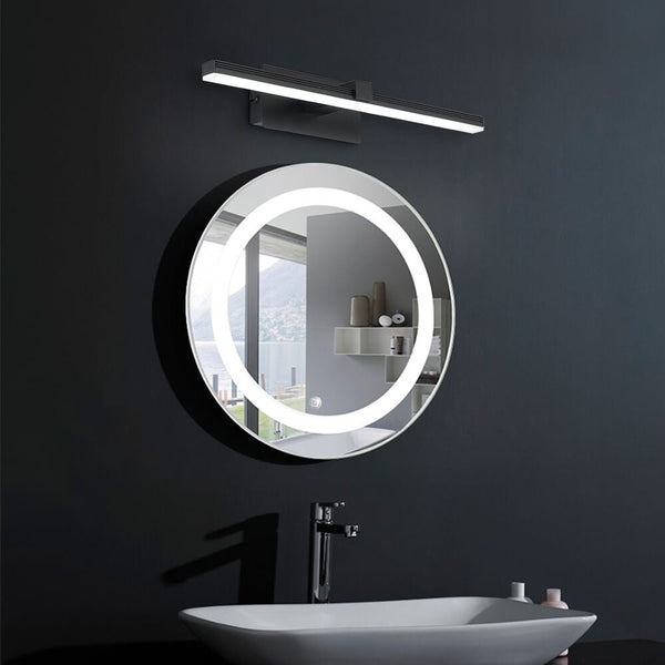 Thehouselights-Ultra-thin Bathroom Vanity Light Armed LED Wall Sconce in Brushed Black/White-Wall Lights-Black-40.5CM