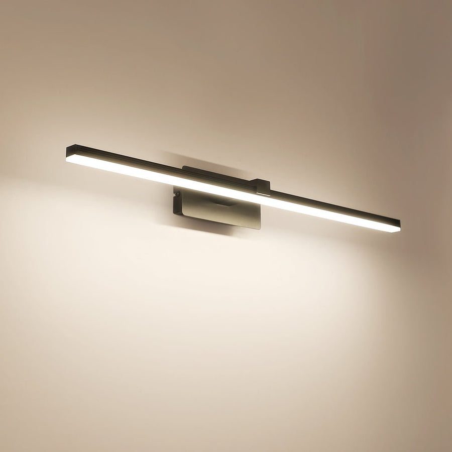 Thehouselights-Ultra-thin Bathroom Vanity Light Armed LED Wall Sconce in Brushed Black/White-Wall Lights-Black-60.5CM