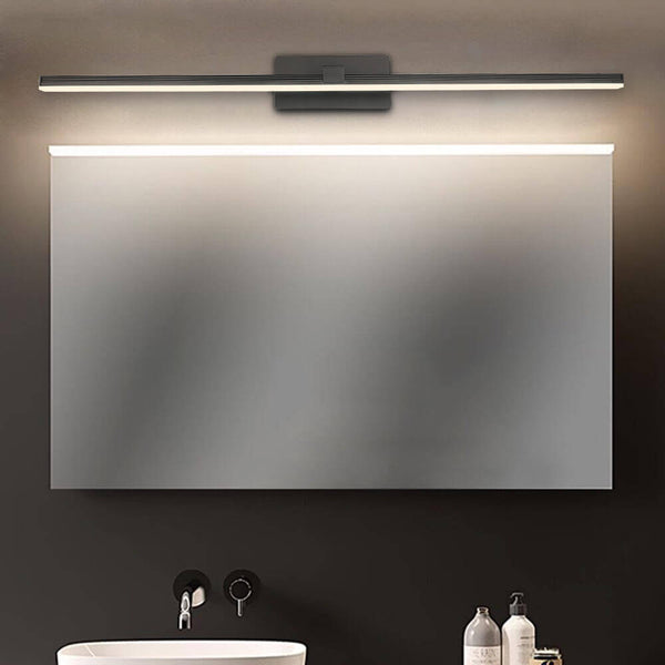 Thehouselights-Ultra-thin Bathroom Vanity Light Armed LED Wall Sconce in Brushed Black/White-Wall Lights-Black-60.5CM