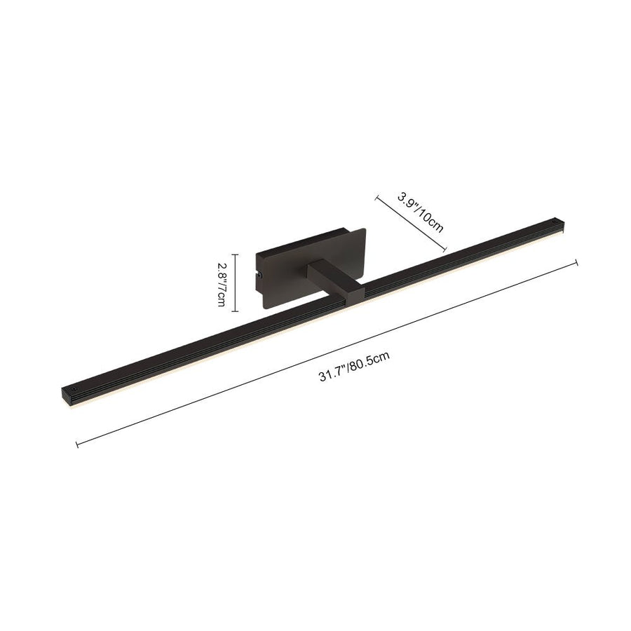Thehouselights-Ultra-thin Bathroom Vanity Light Armed LED Wall Sconce in Brushed Black/White-Wall Lights-Black-80.5CM
