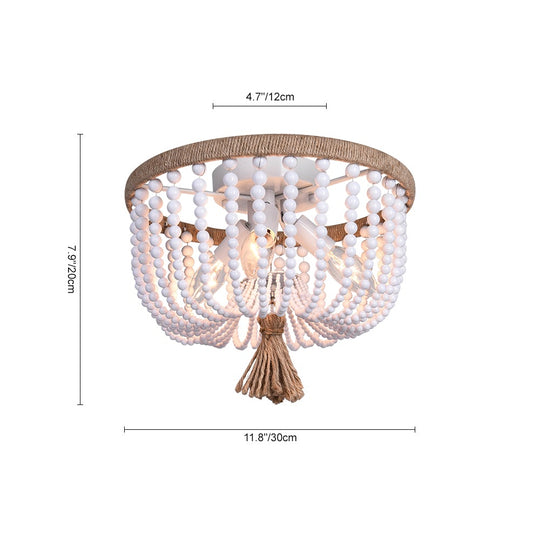 Wood Beaded Flush Mount Ceiling Light in a Rope Knot Design |Beaded ...