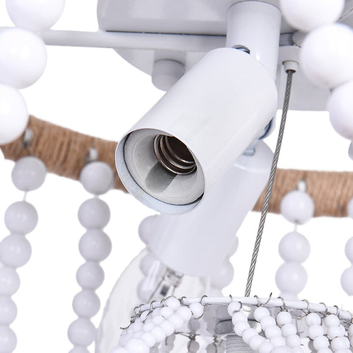 Wood Beaded Flush Mount Ceiling Light in a Rope Knot Design |Beaded ...
